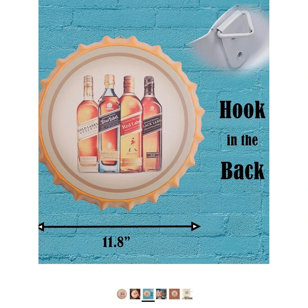 Johnnie Walker Scotch‎ Whisky Metal Bottle Cap Wall Sign Bar Decor 14 Inch NEW
